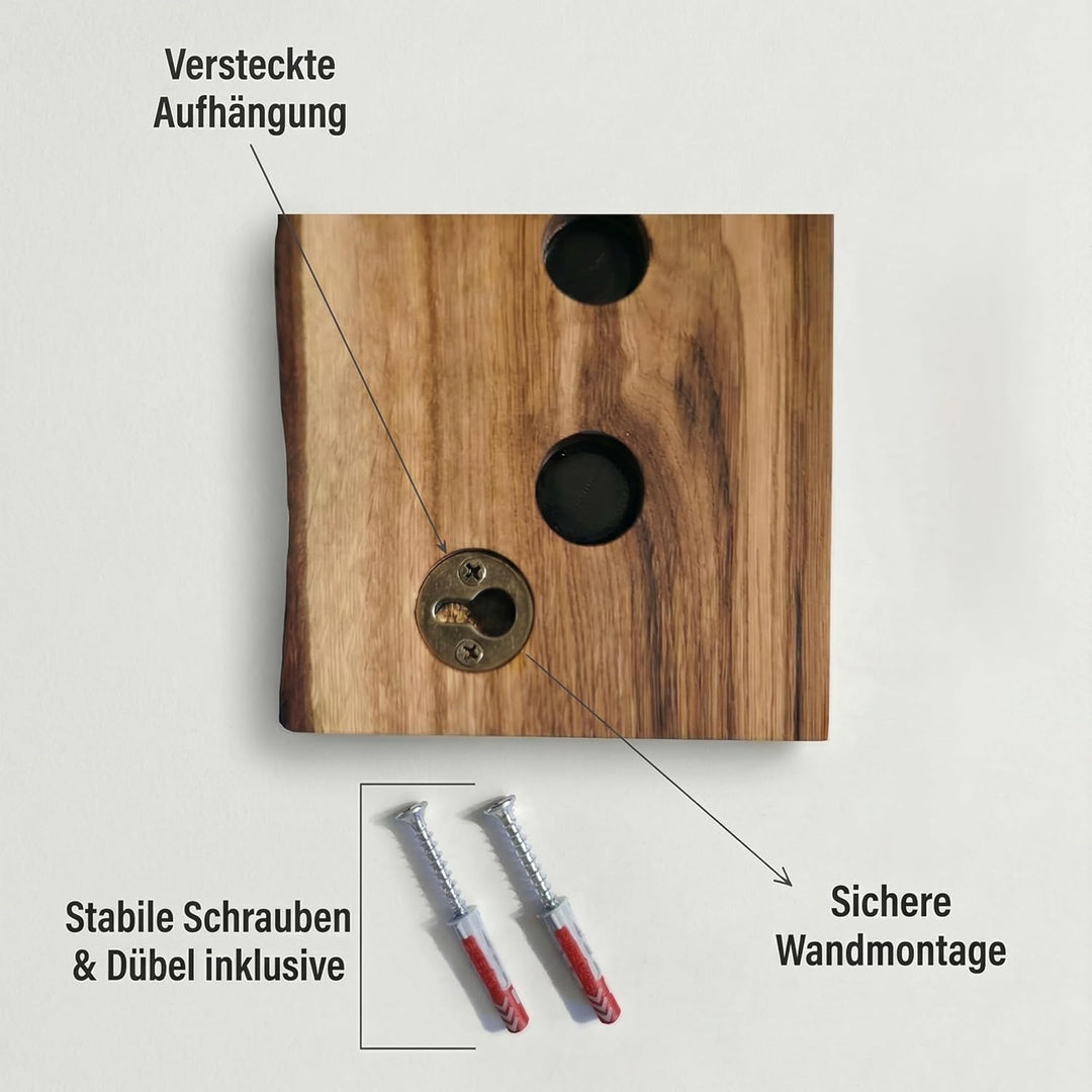 magnetische Messerleiste aus massiver Eiche mit natürlicher Baumkante - handgefertigt in Deutschland