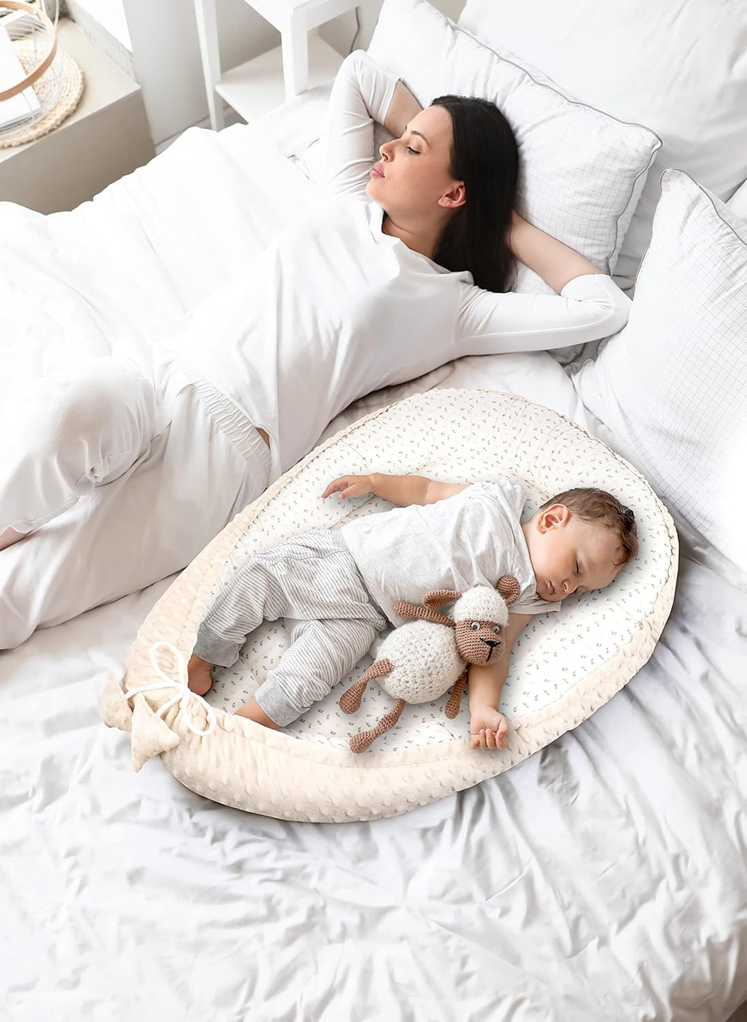 PIMKO Babynest 2seitig Minky Babynestchen für Baby Kuschelnest Babykokon für Säuglinge und Neugebore