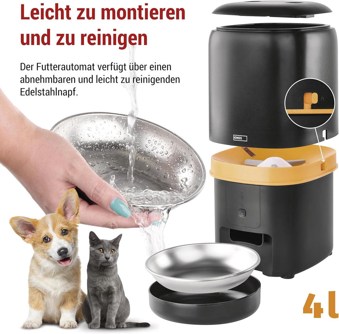 EMOS - GoSmart Futterautomat 4 l - WLAN Pet Care Futterspender mit App - Trockenfutter Automat für K