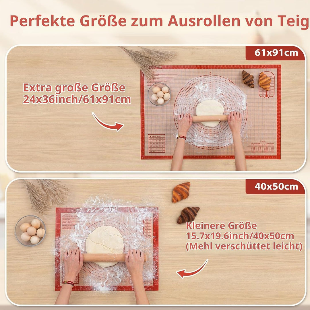 Lazymi Dick Backunterlage Silikon Gross 91 x 61 cm, Antihaft Backmatte rutschfeste Teigmatte Ausroll