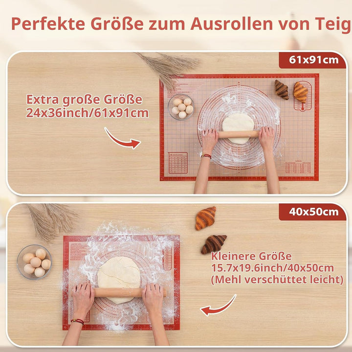 Lazymi Dick Backunterlage Silikon Gross 91 x 61 cm, Antihaft Backmatte rutschfeste Teigmatte Ausroll