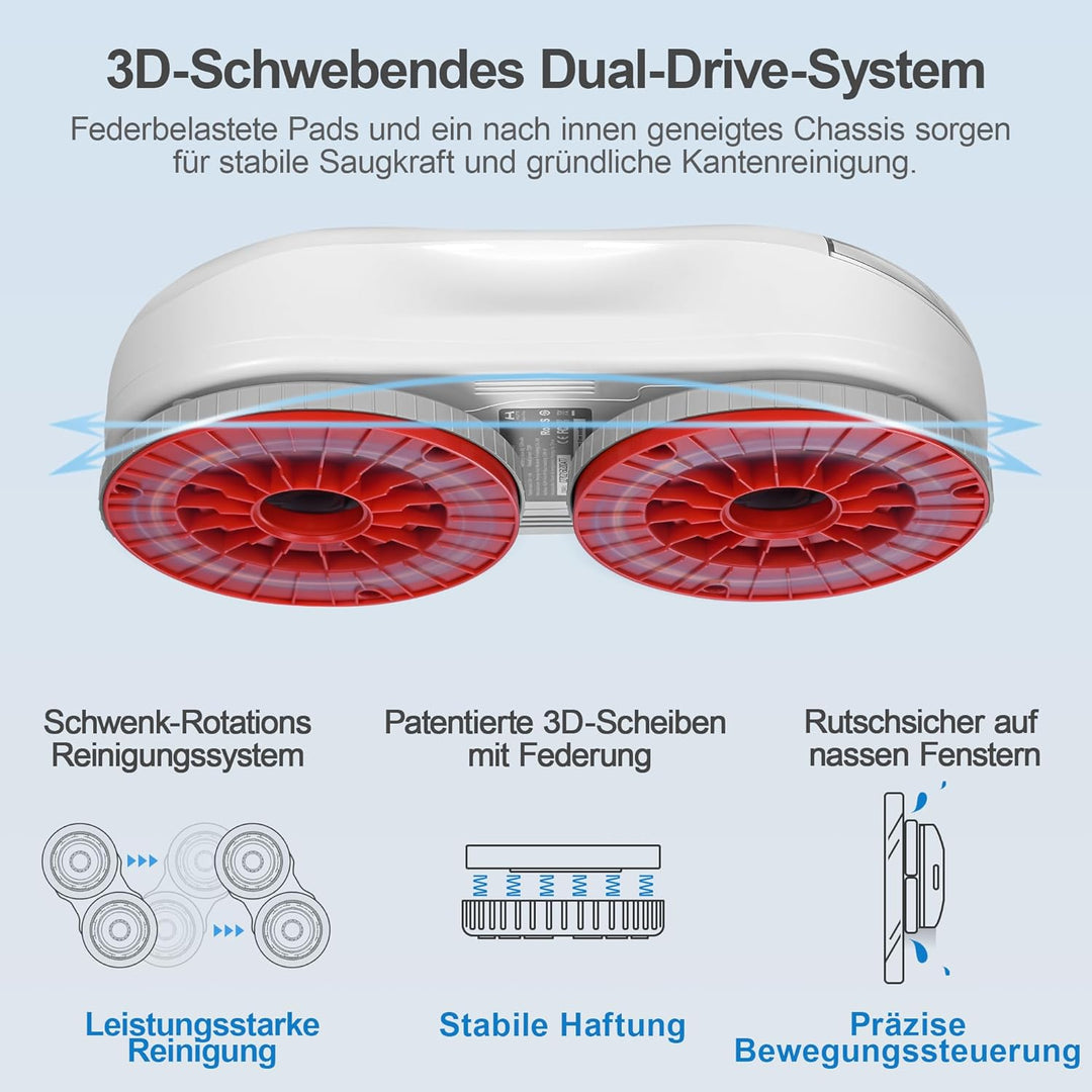 HUTT S55 Pro Fensterputzroboter mit 3D-Schwebepads, 6500Pa Saugkraft, HydroJet-Pumpspray, SLAM 4.0 N