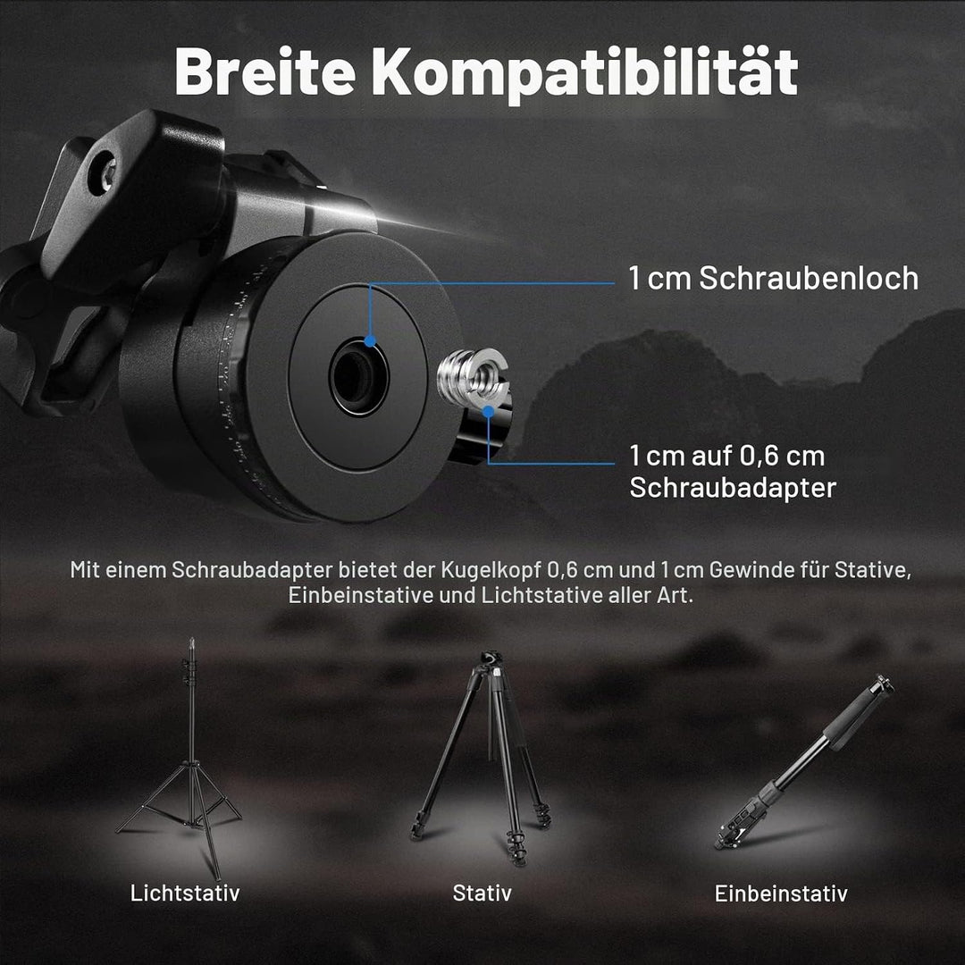 NEEWER Low Profile Kugelkopf für Kamerastativ,36mm Metall Panorama Stativkopf mit Niedrigem Schwerpu