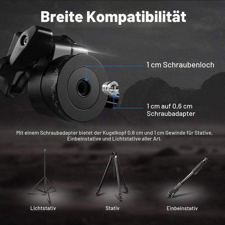 NEEWER Low Profile Kugelkopf für Kamerastativ,36mm Metall Panorama Stativkopf mit Niedrigem Schwerpu