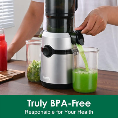 Fretta Entsafter Slow Juicer mit 108 mm Öffnung&1L Fassungsvermögen,Entsafter Gemüse und Obst Testsi
