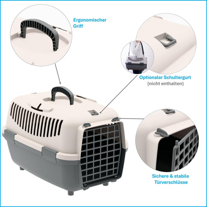 Nomade Hundebox - Transportbox für kleine Hunde und Katzen - Kann bis zu 6 kg tragen. Robustes Polyp