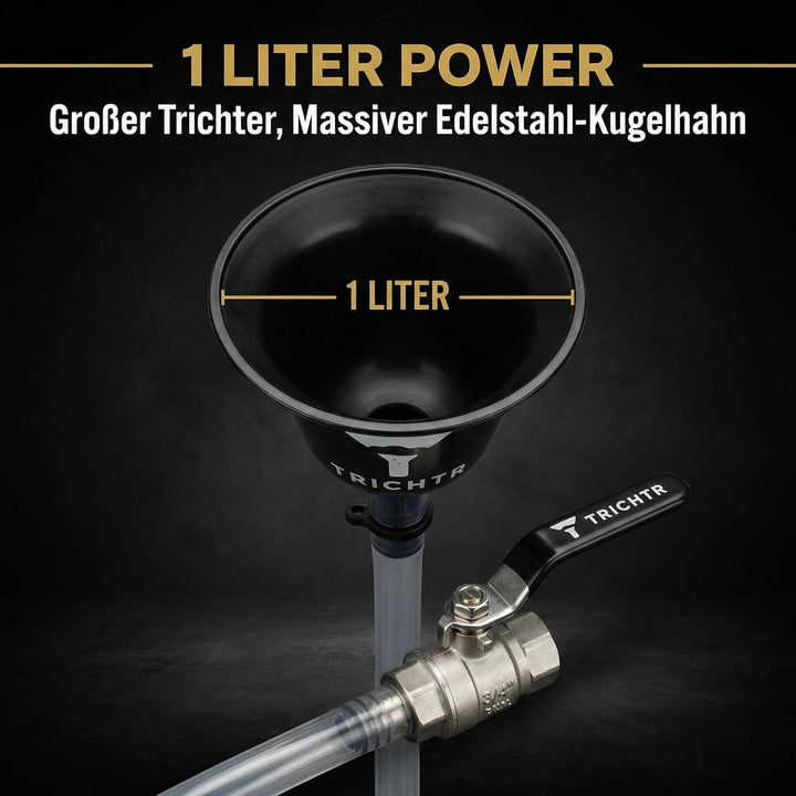 Striker – Premium Bierbong & Biertrichter mit Edelstahl-Kugelhahn – Beer Bong für JGA, Festivals & P