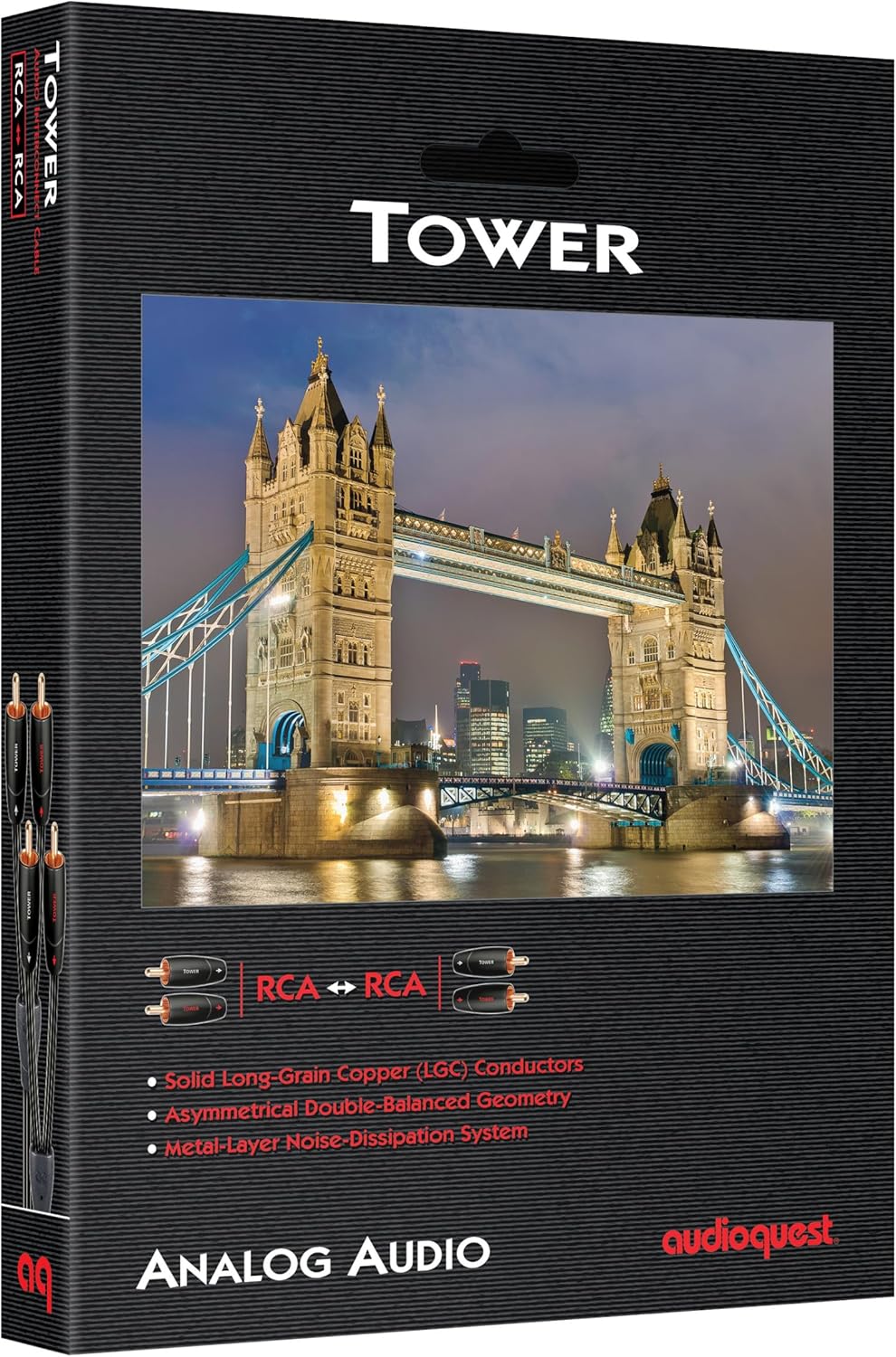 AudioQuest Tower Audiokabel, 2 x RCA auf 2 x RCA, Schwarz, Kupfer, 1 m