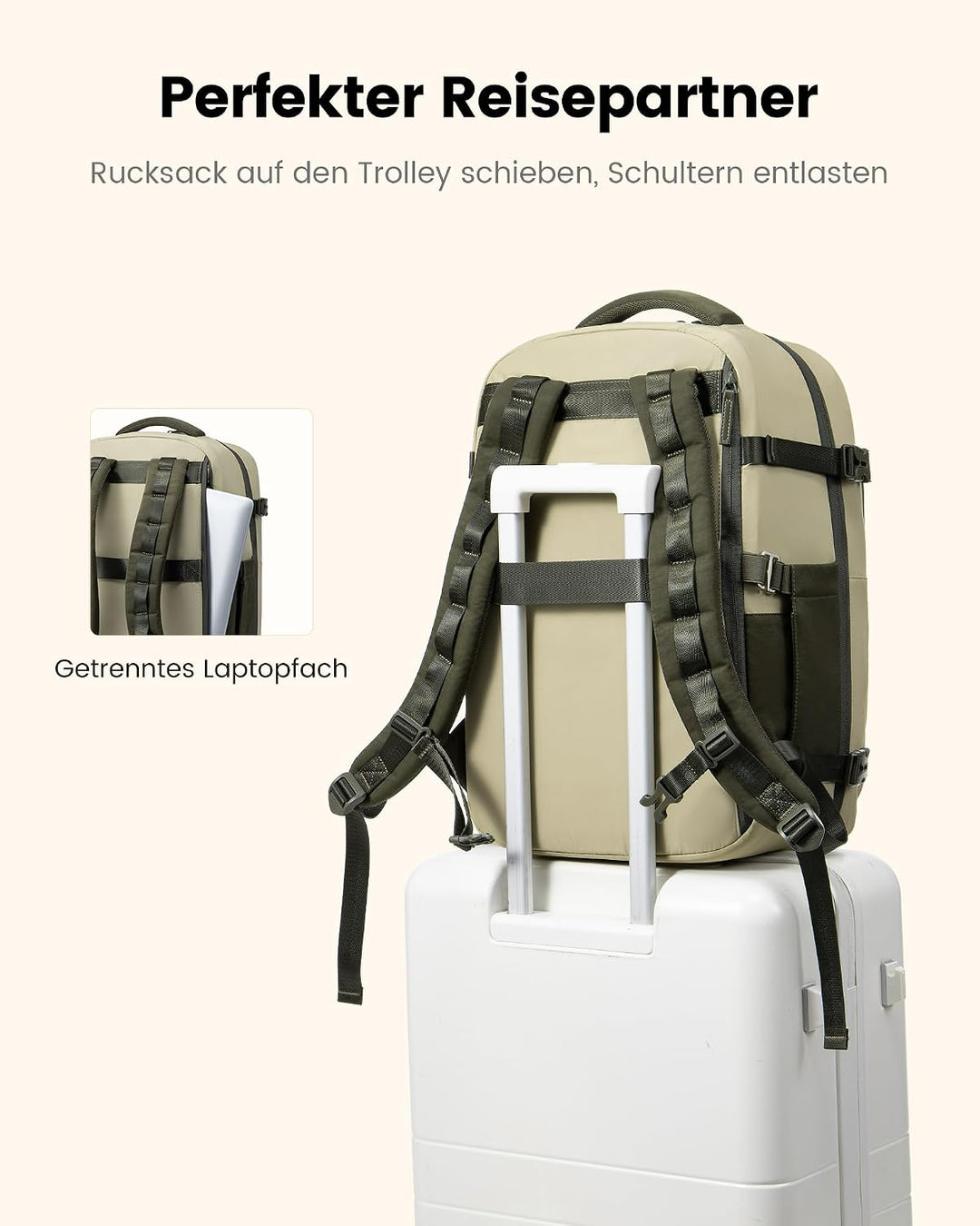 LOVEVOOK Rucksack Handgepäck Flugzeug 40L Gross Reiserucksack Damen 45x36x20 | Travel Backpack für 1