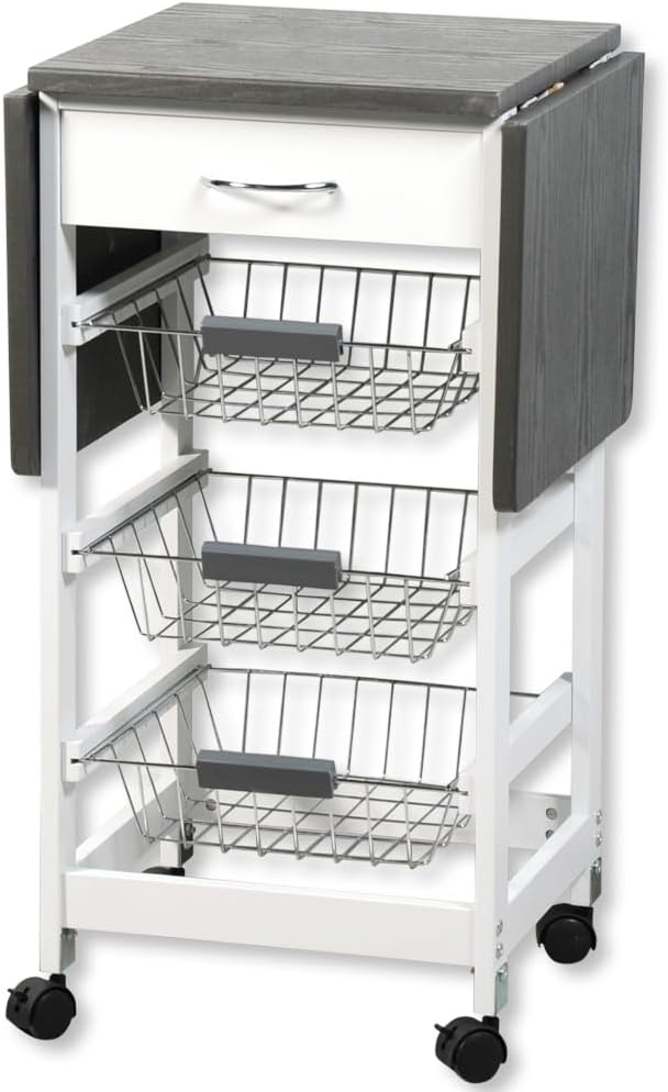 Kesper | Küchenwagen, Material: Holz, Masse: 45/97 x 37 x 75,5 cm, Farbe: Weiss, Grau | 25816 13