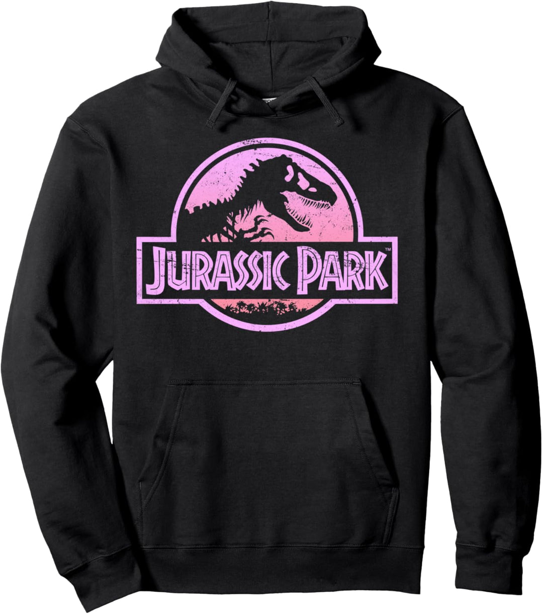 Jurassic Park Retro Neon Pink Logo Pullover Hoodie