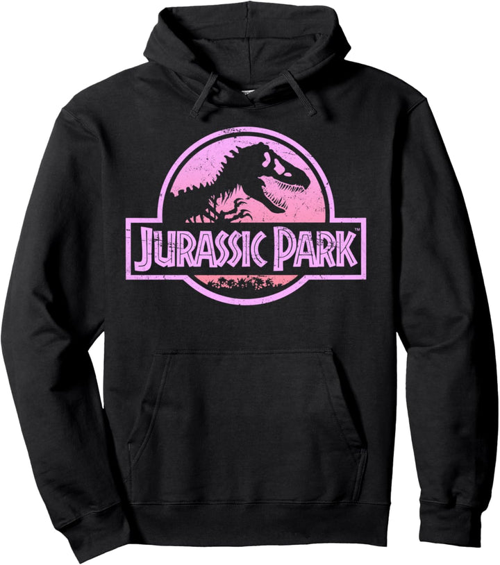 Jurassic Park Retro Neon Pink Logo Pullover Hoodie