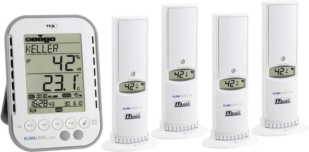 TFA Dostmann KLIMALOGG PRO Profi Set Luftfeuchtemessgerät (Hygrometer) 1% rF 99% rF TFA Raumklima Pr