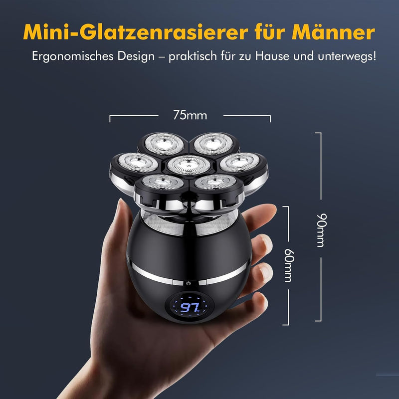 ETENTOUS Glatzen Rasierer Herren Elektrisch, 7D Elektrorasierer Herren -6 in 1 Kopfrasierer für Männ