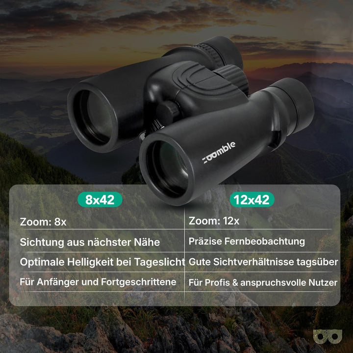 Fernglas PRO 8x42 für Erwachsene mit Tragetasche HD Bak 4Objektiv, Bonus-E-Book zur Vogelbeobachtung