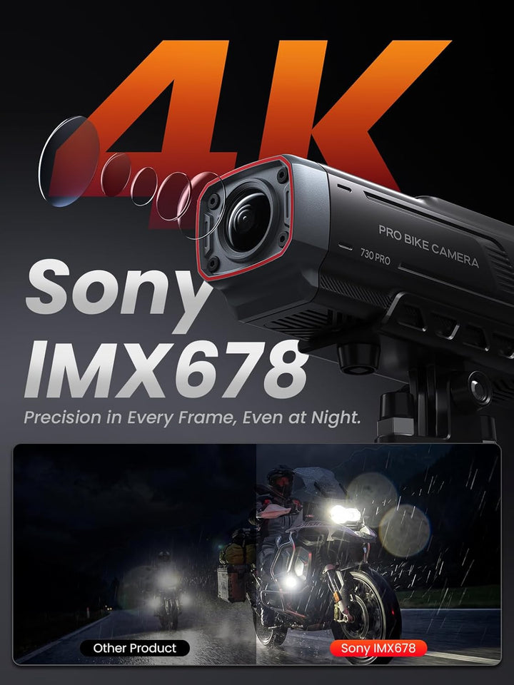 AKEEYO AKY-730Pro 4K Motorrad/Fahrrad Dashcam,60FPS Action-Kamera mit EIS-Stabilisierung,1,14" Touch
