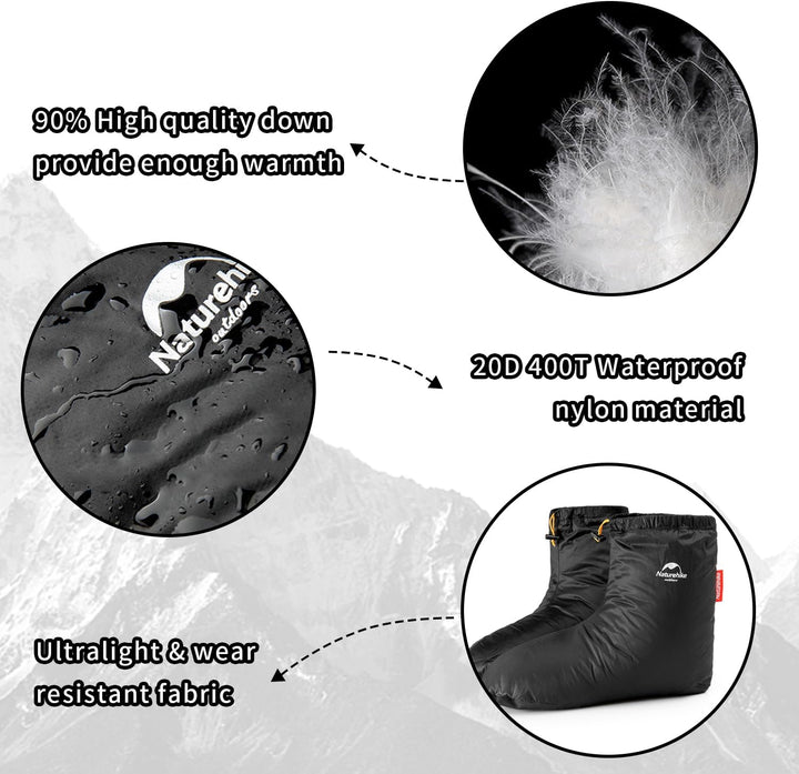 Tentock Daunenschuhe Gänsedaunen Socken Bettschuhe Winter WarmeHausschuheOutdoorWasserdichtSchlafzim