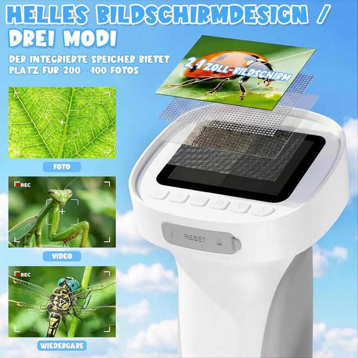Mikroskop für Kinder 200-1000X - Tragbares Digitales Mikroskop Kinder, Handy USB Kindermikroskop mit