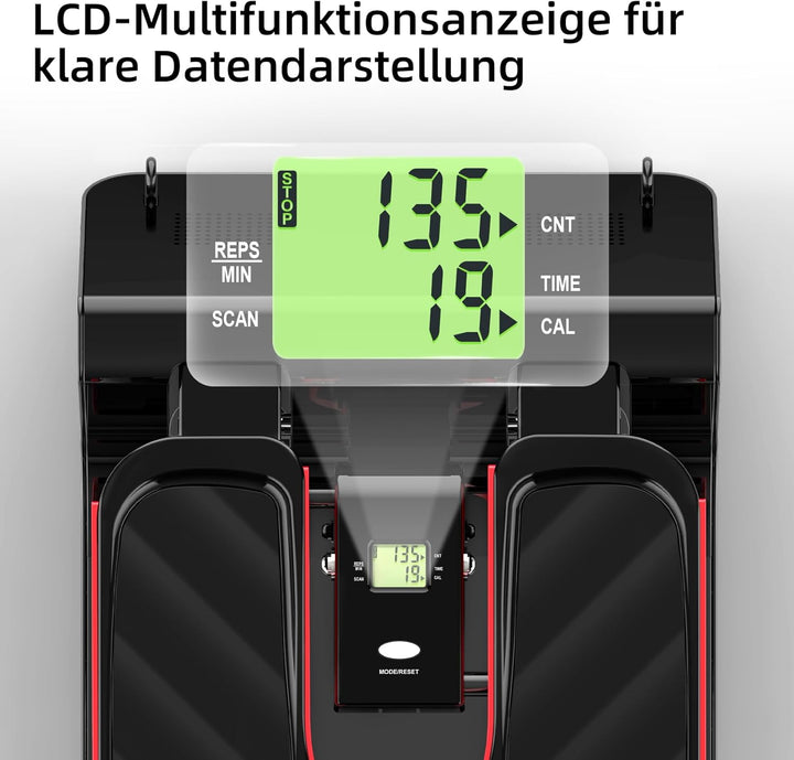 ST3 Mini Stepper mit Power Ropes & Display – Heimtrainer für Zuhause, leise Hydraulik-Zylinder, Fitn