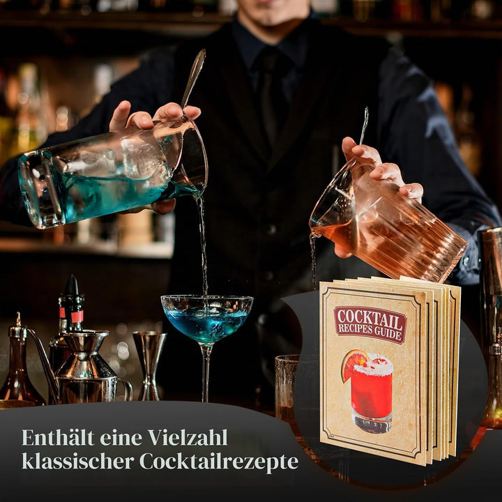 Perjoy 12pcs Cocktail Shaker mit Ständer, Rostfreie Stähle Cocktail Set Mit Doppelten Jigger, Einer