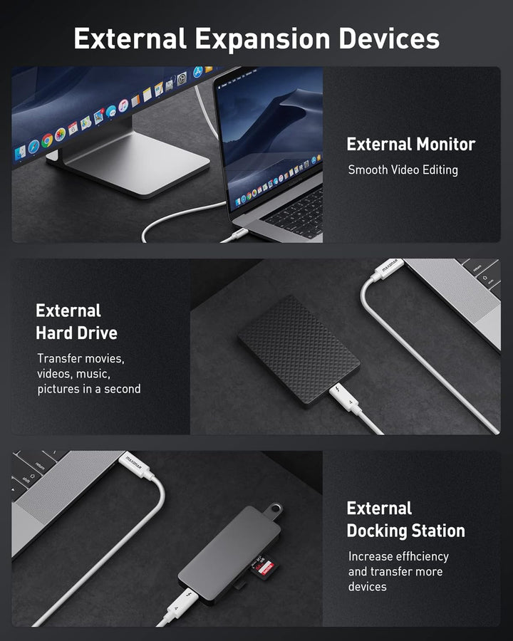 Maxonar [Intel Zertifiziert] Thunderbolt 4 Kabel 2m, TB4 Kabel,USB 4,40Gbits,8K Display,Kompatibel m