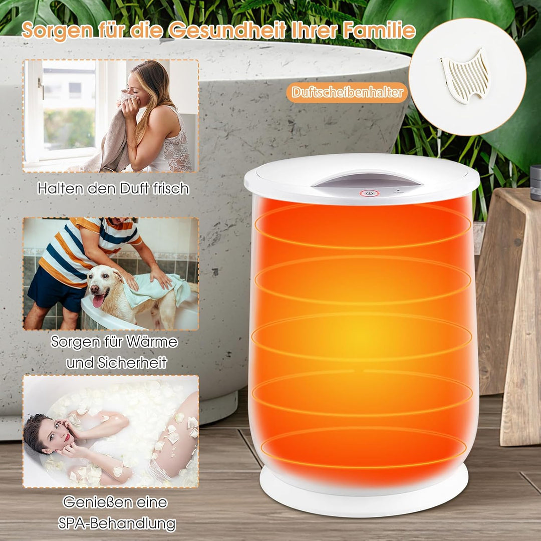 COSTWAY 21L Handtuchwärmer Eimer, Handtuchtrockner mit 20-90 Min. Timer & 2-5H Trocknungsmodus, Deck