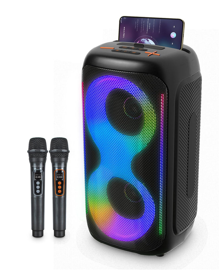 GKD40 Tragbare Karaoke-Maschine für Erwachsene, Bluetooth-Lautsprecher mit PA-System, 2 kabellose Mi