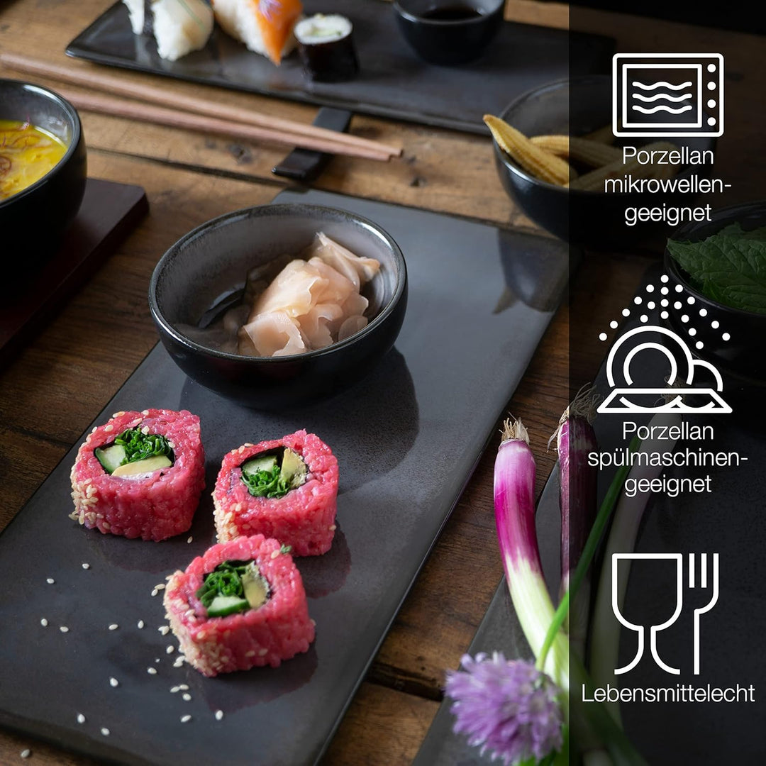 Moritz & Moritz Sushi Geschirr Set für 4 Personen - 29 Teile - Sushi Servierset mit 3x Sushi-Platte