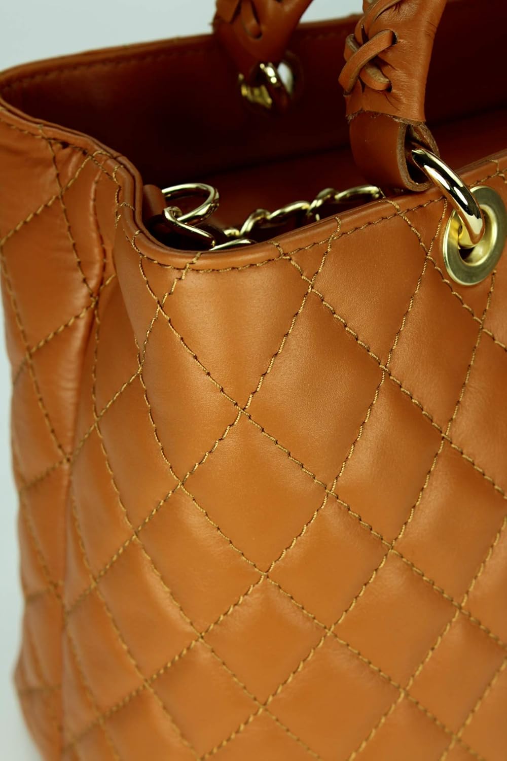 Belli edle italienische Echt Nappa Leder Damentasche Henkeltasche Umhängetasche gesteppt - 34x25x17