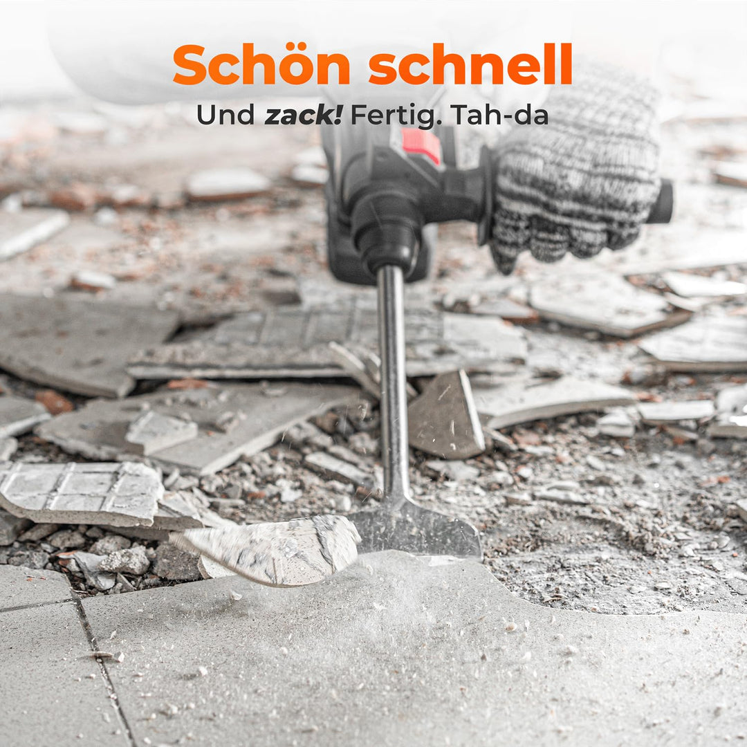 BAUBECK Meissel Set für Beton & Mauerwerk - SDS Max - LONG LIFE [4tlg] - 280mm lang, angewinkelt und