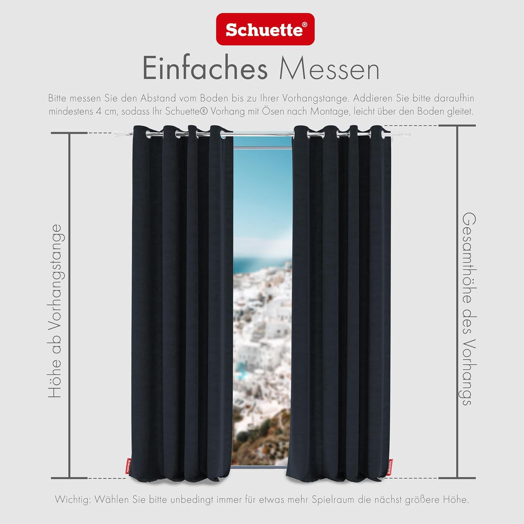 Schuette® Verdunkelungs-Vorhang Gardine mit Ösen ● Millenium Velvet: Anchor (Blau) ● 135x290cm Breit