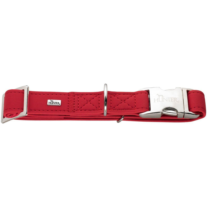 HUNTER SOFTIE ALU-STRONG Hundehalsung, Hundehalsband, Kunstleder, Aluminium Klickverschluss, M, rot