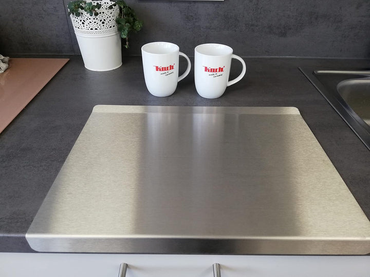 KOCH #69 Edelstahl Schneidebrett, Knetbrett, Arbeitsplatte, Arbeitsfläche mit satinierter Oberfläche