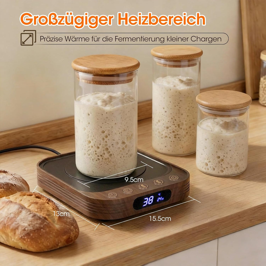 MQUPIN Sauerteig Starter Wärmer, 21-38°C Präzise 1°C Thermostat Sauerteigwärmer, Warmhalteplatte für