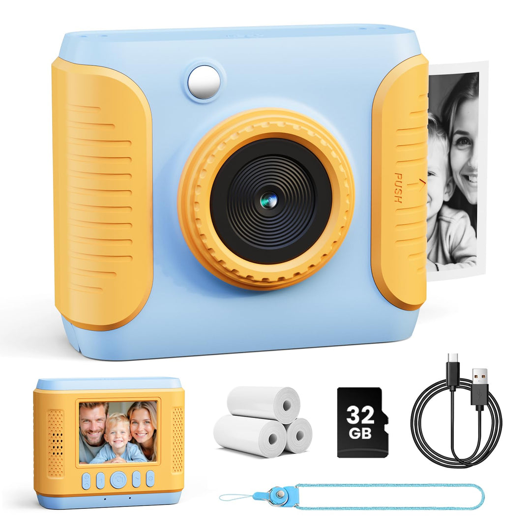 Kinderkamera Sofortbildkamera, 1080P HD Sofortbildkamera Kinder mit 32GB Karte, 2,4 Zoll Digitalkame
