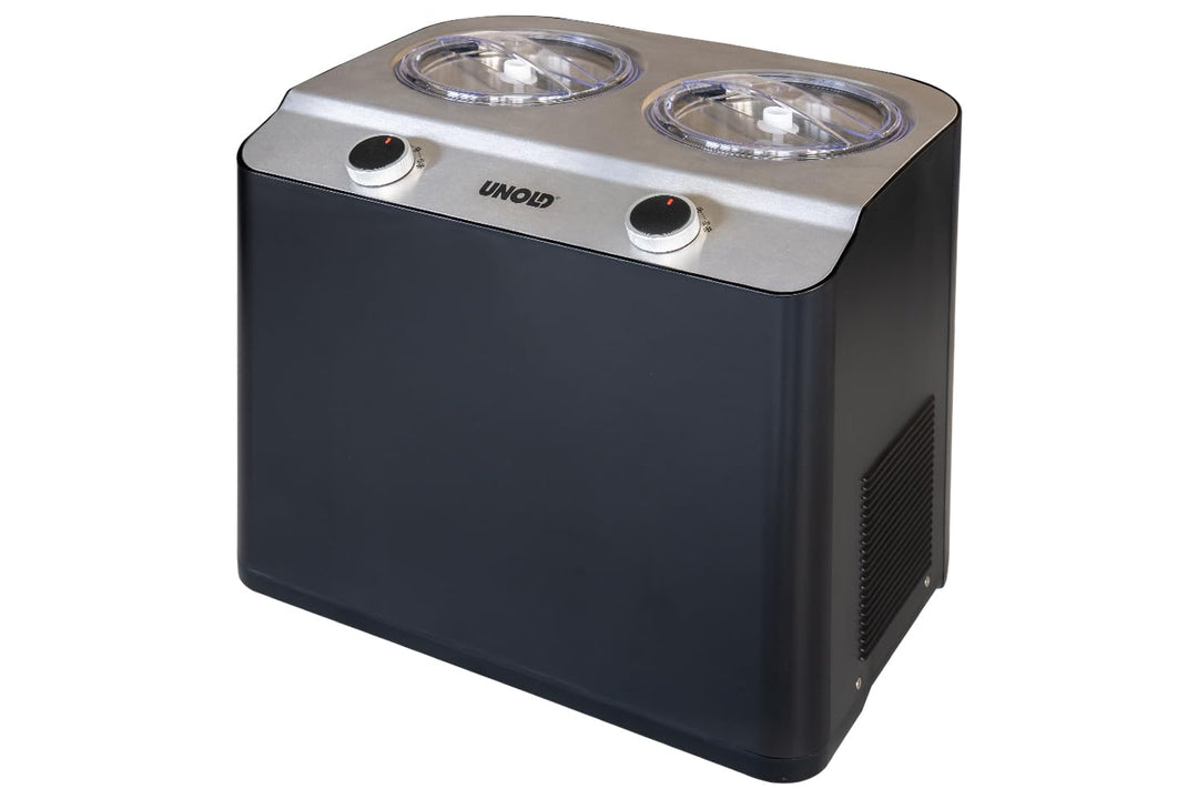 Unold 48830 Doppio Eismaschine, Speiseeisbereiter mit Kompressor inkl. 2 Eisbehälter, Sahneeiscreme