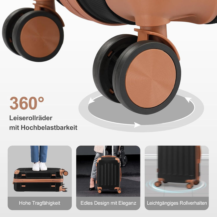 LALAHO Kofferset 4 teilig Hartschale, Koffer Set aus ABS, Reisekoffer mit Rollen Gross, Hartschalenk