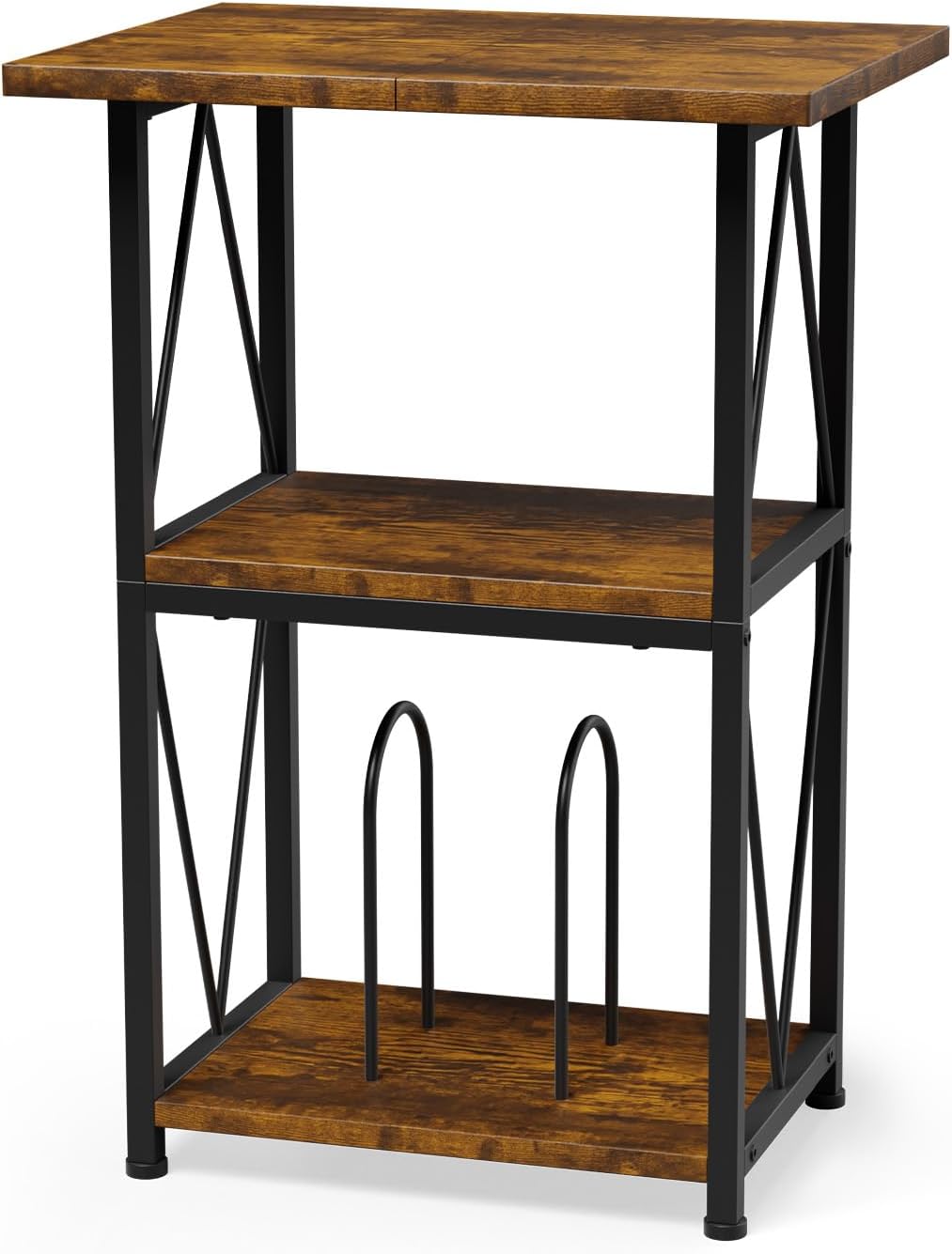 Verbesserte Version Plattenspieler Regal mit Breiterer 50×40cm Tischplatte, 3 Etagen Schallplatten R