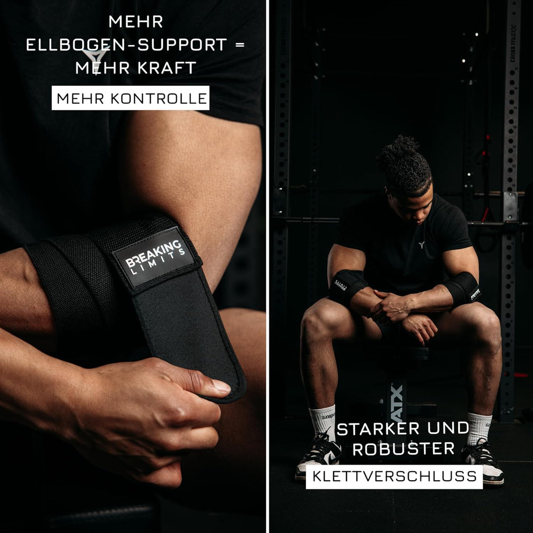 BREAKING LIMITS Ellbogen Bandage Gym - Ellenbogenbandage Kraftsport – Ellenbogenbandagen für Gewicht
