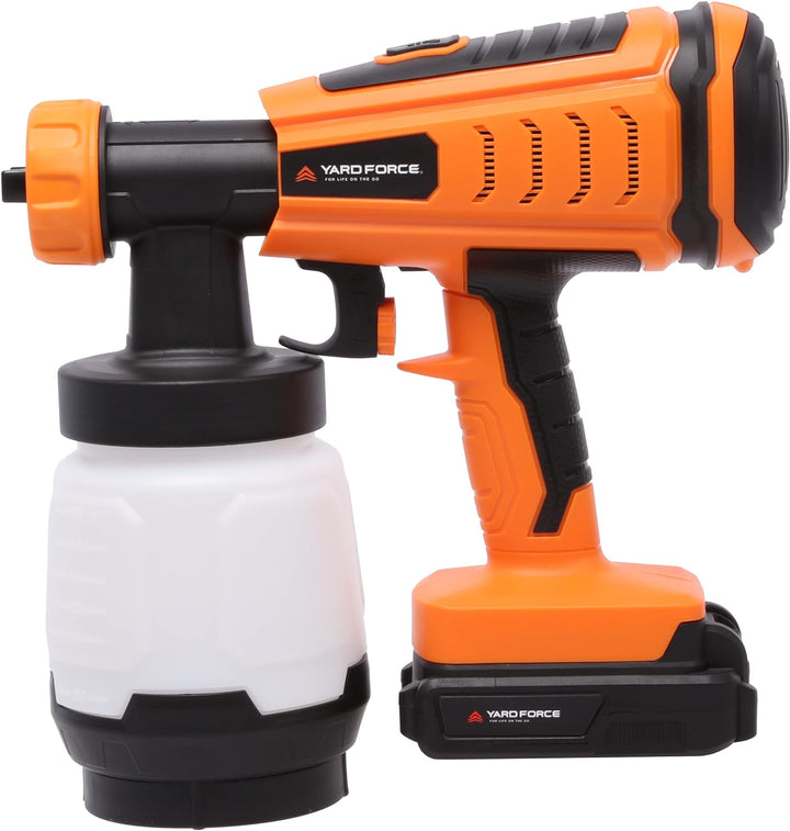 Yard Force Akku-Farbsprühgerät LP C06P mit 20V / 2,0 Ah Lithium Akku, bürstenloser Motor, 1000 ml Be