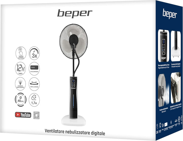 BEPER VE.510 Ventilator mit Wasserkühlung mit Rädern - Standventilator mit Fernbedienung, Timer, Luf