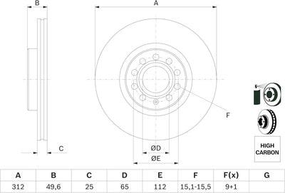 Bosch BD997 Bremsscheiben - Vorderachse - ECE-R90 Zertifizierung - eine Bremsscheibe