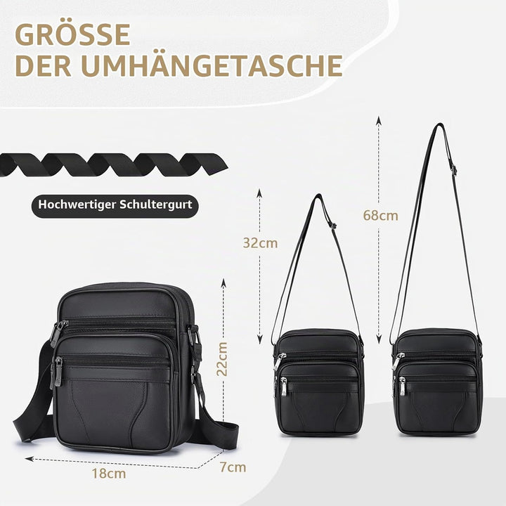 SPAHER Umhängetasche Herren Klein, Schultertasche Leder Vintage Braun Herrentasche zum Umhängen Cros