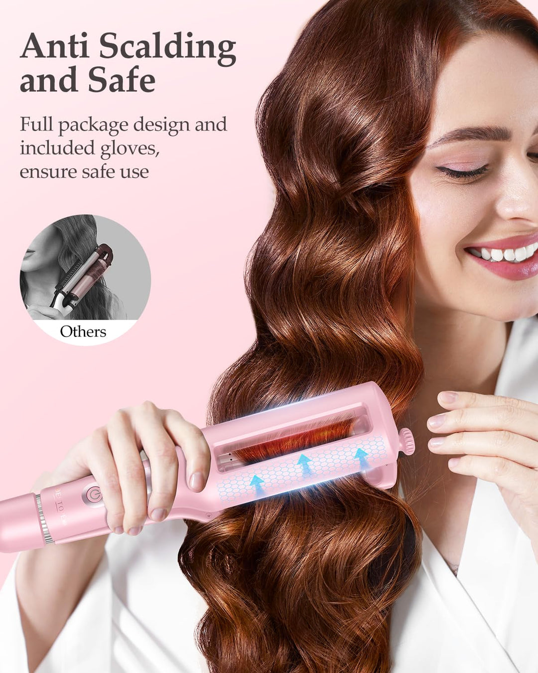 4 In 1 Einstellbar Welleneisen für Haare - 22/25/32/38mm Lockenstab für Beach Waves/Natürlich Wellen