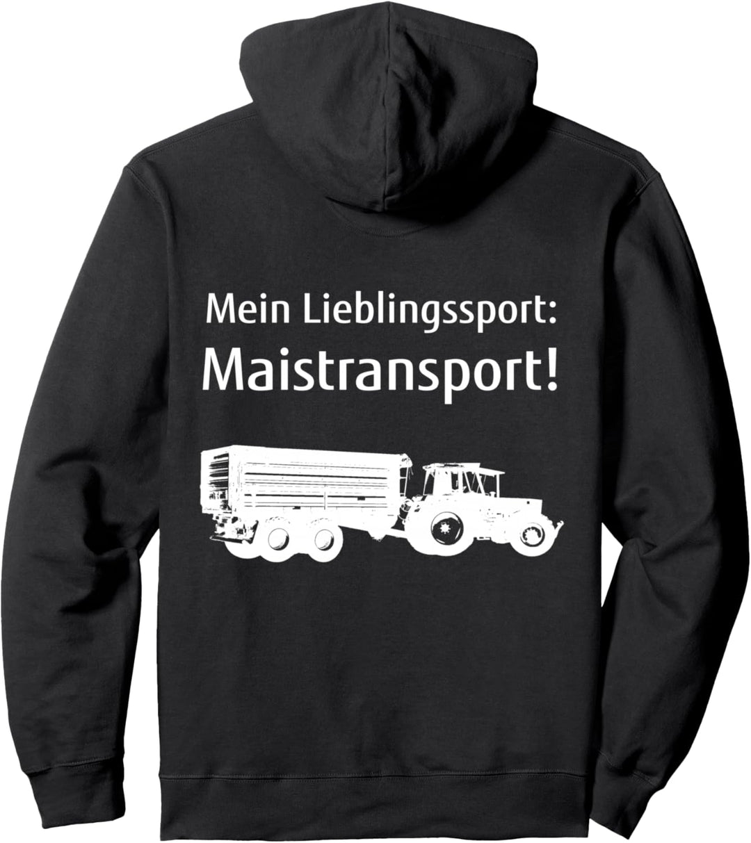 Druck auf Rücken Mais häckseln Landwirt Bauer Maistransport Pullover Hoodie