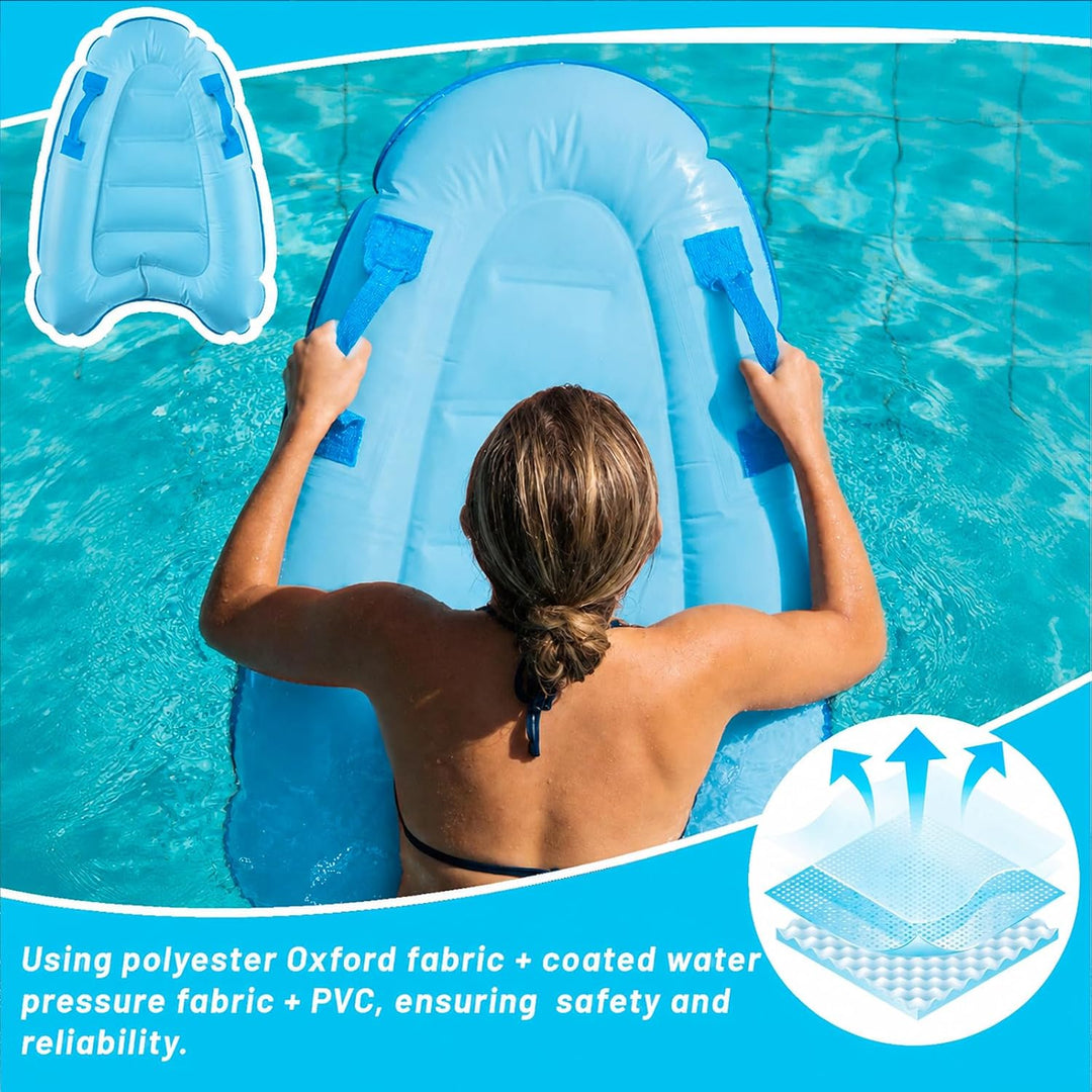 Aufblasbares Bodyboard, Shyllin Bodyboard mit Griffen, Surfbrett Aufblasbar, Mini Luftmatratze, Schw