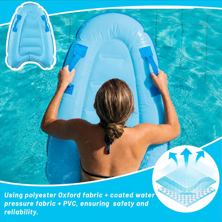 Aufblasbares Bodyboard, Shyllin Bodyboard mit Griffen, Surfbrett Aufblasbar, Mini Luftmatratze, Schw