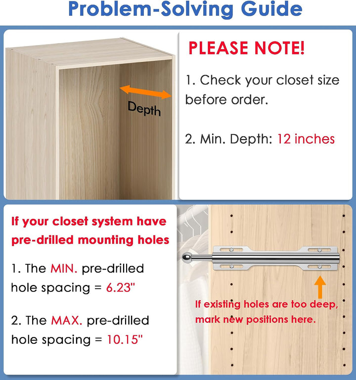 FIRJOY Valet Rod for Closet Pull Out (1 Pack, Chrome), Silber