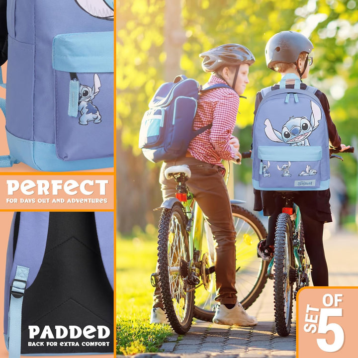 Disney Lilo und Stitch Schulrucksack Mädchen Set mit Schulranzen, Turnbeutel, Federmäppchen, Trinkfl