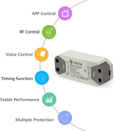 eMylo Smart WiFi RF Lichtschalter Drahtlose Fernbedienung Relaismodulschalter 5V-36V 1 Kanal Timer C
